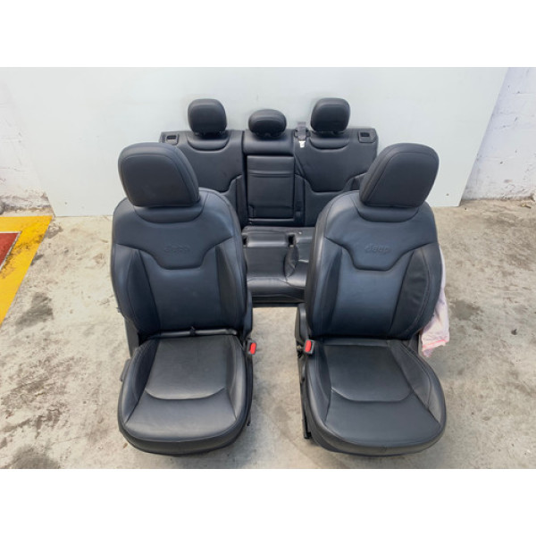 Jogo Banco Jeep Compass 2017 2019 Couro Eletrico Detalhe Preto