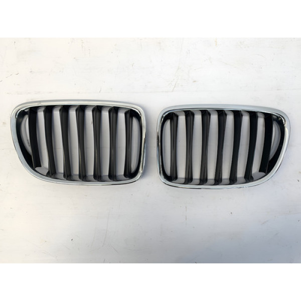 Par Grade Para Choque Dianteiro Bmw X1 2010 2015 Cromado Cromado Brilhante