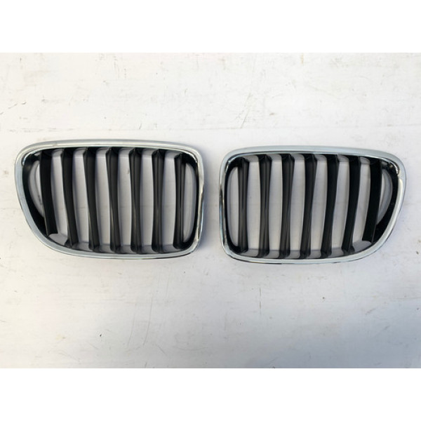 Par Grade Para Choque Dianteiro Bmw X1 2010 2015 Cromado Cromado Brilhante